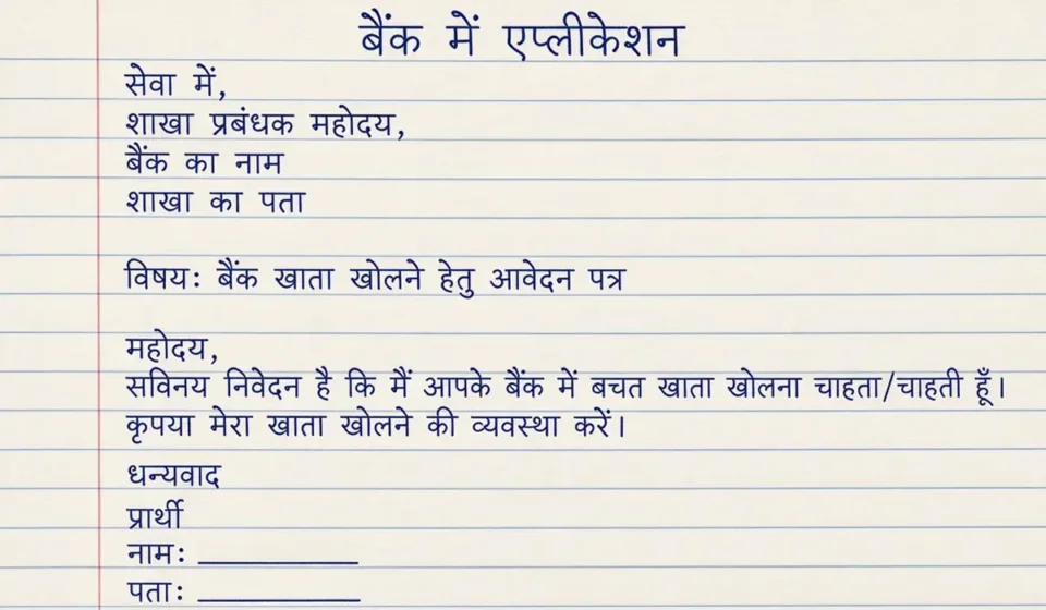 Bank Application In Hindi - जाने सभी बैंक में एप्लीकेशन कैसे लिखे