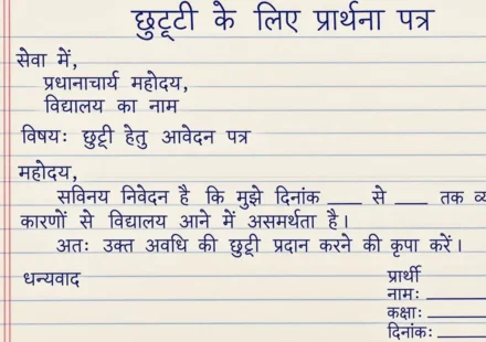 Chutti Ke Liye Prathna Patra - छुट्टी के लिए प्रार्थना पत्र का तरीका जाने