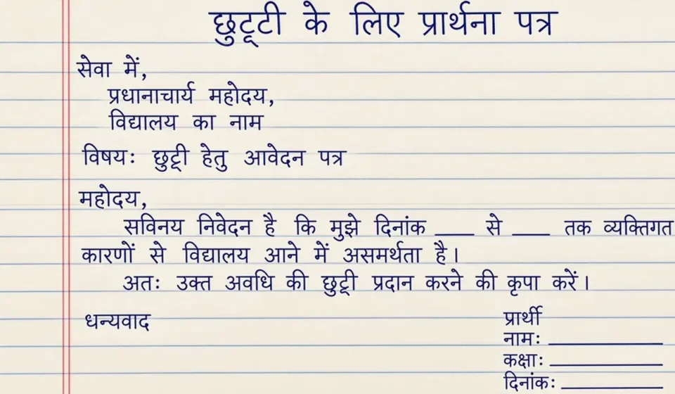 Chutti Ke Liye Prathna Patra - छुट्टी के लिए प्रार्थना पत्र का तरीका जाने