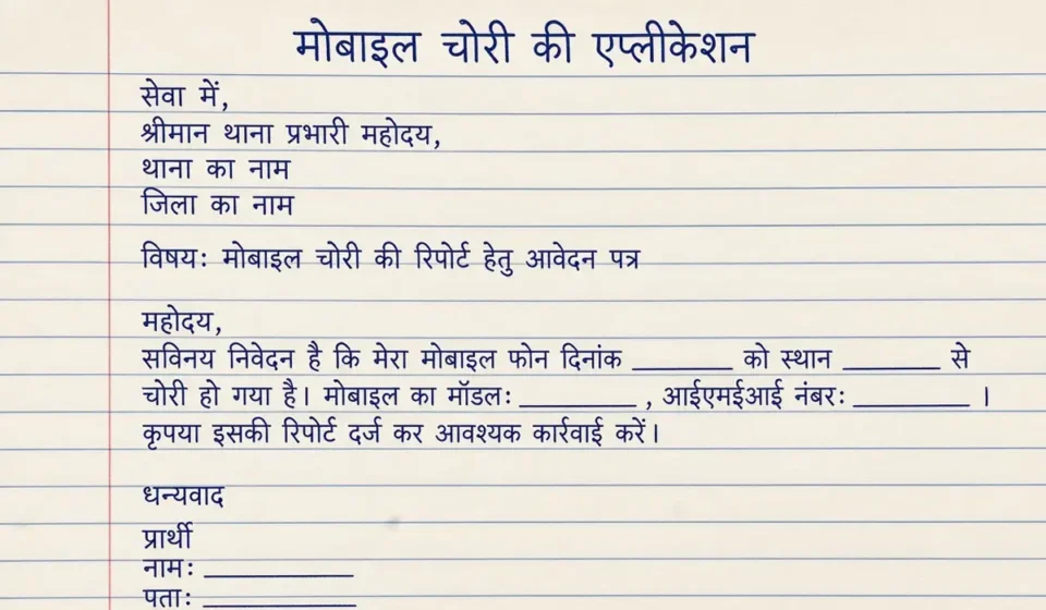 Phone Chori Ki Application - मोबाइल चोरी की शिकायत पत्र लिखने का तरीका समझें