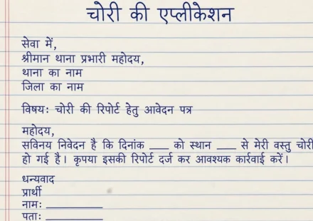 Chori ki application in hindi - Bike, Gadi, ATM & Scooty चोरी के लिए प्रार्थना पत्र लिखना सीखें